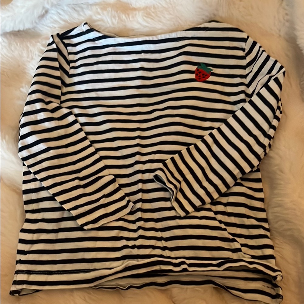 Crewcuts Black and White Striped Long Sleeve Tee